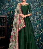 Green Embroidered Georgette Salwar Up To 42" Size