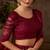 Wine embroidered silk blend saree with blouse