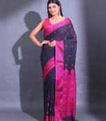 Black Cotton Handwoven Saree With Nakshi Patterns