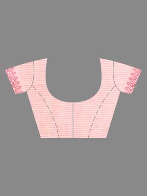 Light Peach Cotton Handwoven Saree With Nakshi Patterns 6