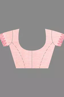 Light Peach Cotton Handwoven Saree With Nakshi Patterns