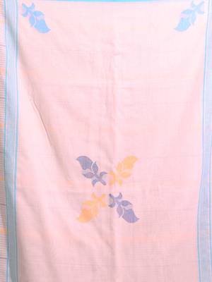 Off White Cotton Handwoven Saree With Woven Striped Designs 5