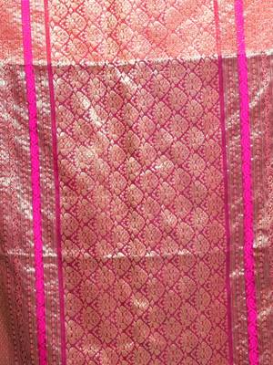 Peanut Brown Cotton Blend Handwoven Saree With Small Ethnic And Nakshi Design 5