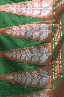 Green Cotton Blend Handwoven Saree With Nakshi Designs