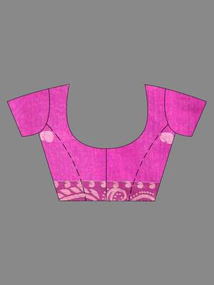 Magenta Cotton Blend Handwoven Saree With Paisley Designs And Contrast Pallu 6