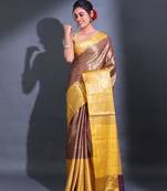 Maroon Katan Silk Handwoven Saree With Zari Woven Floral And Paisley Motifs