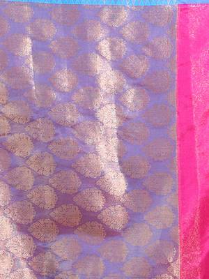 Rani Pink Katan Silk Handwoven Saree With Zari Woven Floral And Damask Motifs 5
