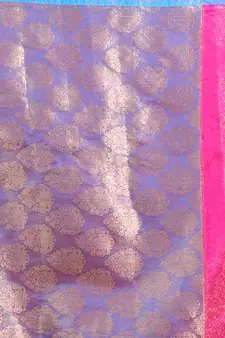 Rani Pink Katan Silk Handwoven Saree With Zari Woven Floral And Damask Motifs
