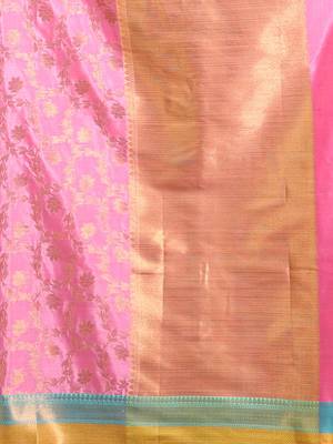 Pink Katan Silk Handwoven Saree With Zari Woven Nakshi Designs 5