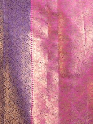 Blue Katan Silk Handwoven Saree With Zari Woven Nakshi Designs And Lotus Borders 5