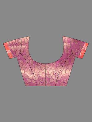 Pink Katan Silk Handwoven Saree With Zari Woven Floral Nakshi Pattern 6