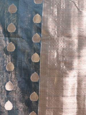 Sacramento Green Resham Kota Handwoven Saree With Zari Damask Designs 5