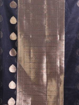 Black Resham Kota Handwoven Saree With Zari Damask Designs 5
