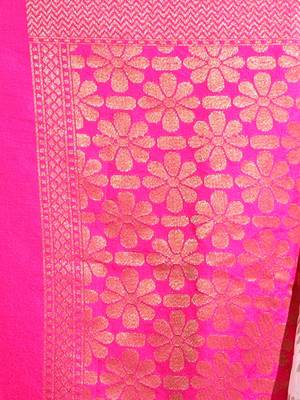 White Dupion Silk Handwoven Saree With Zari Woven Texture And Ethnic Patterns 5