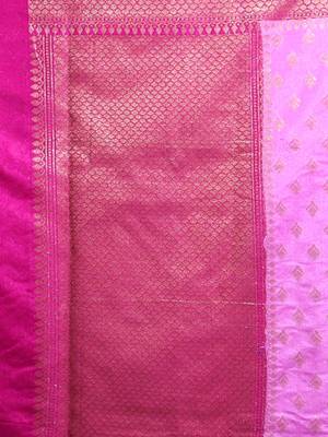 Violet Dupion Silk Handwoven Saree With Zari Woven Texture And Floral Patterns 5