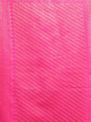 Yellow Dupion Silk Handwoven Saree With Zari Woven Lotus And Texture Patterns 5