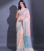Cream Cotton Blend Handwoven Saree With Zari Woven Nakshi And Texture Patterns