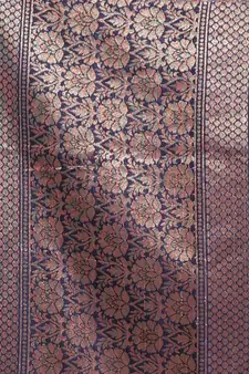 Sky Blue Dupion Silk Handwoven Saree With Zari Woven Texture And Floral Patterns