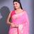 Pink Cotton Blend Handwoven Saree With Zari Woven Floral And Damask Patterns