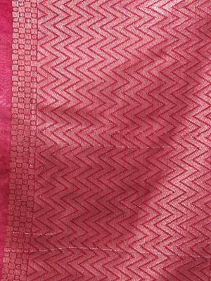 White Dupion Silk Handwoven Saree With Zari Woven Floral And Texture Patterns 5