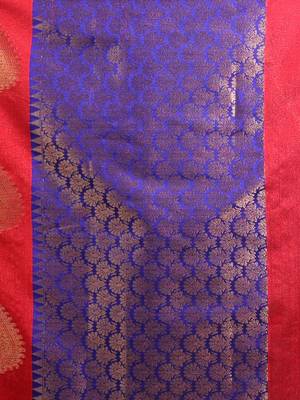 Dark Red Cotton Handwoven Saree With Damask Motifs And Texture Pallu 5