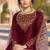 Wine Embroidered Georgette Salwar Up To 42" Size