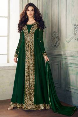 Green Embroidered Georgette Salwar Up To 42" Size 1