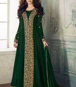 Green Embroidered Georgette Salwar Up To 42" Size