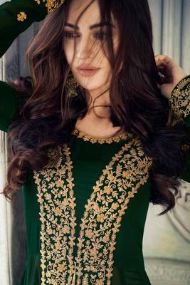 Green Embroidered Georgette Salwar Up To 42" Size 2