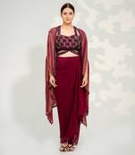 Purple Dhoti Cape Set