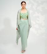 Mint Green Dhoti Cape Set