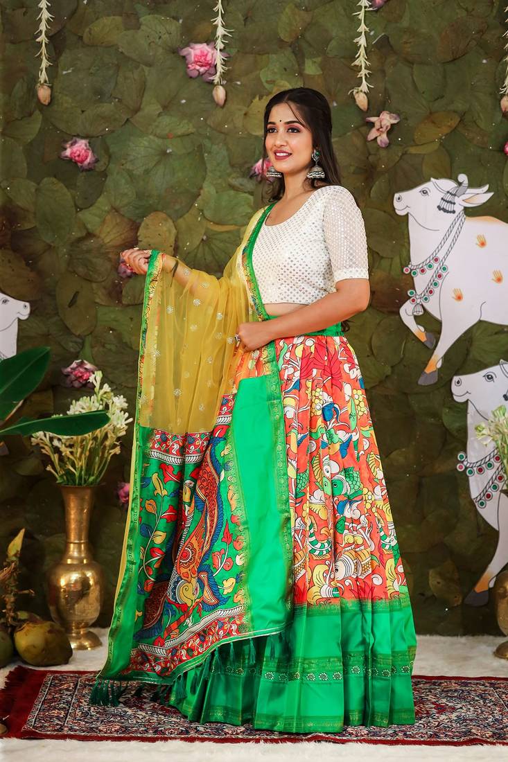 bk Jaya Chitra kalamkari lehenga set