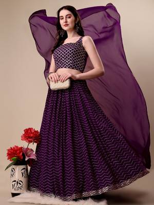 Grey embroidered georgette saree with blouse 2