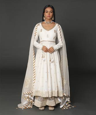 Ivory Chanderi Handloom Anarkali Set 1