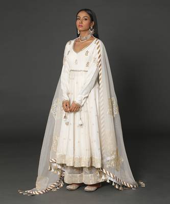 Ivory Chanderi Handloom Anarkali Set 2