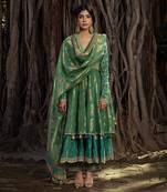 Green Chanderi Anarkali