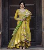 Lime Chanderi Kurta Set