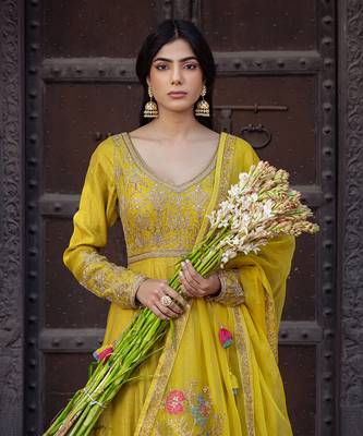 Lime Chanderi Kurta Set 2