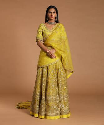 Lime Organza Lehanga Set 1