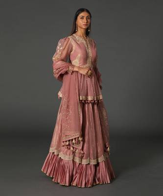 Old Rose Chanderi Handloom Lehanga Set 2