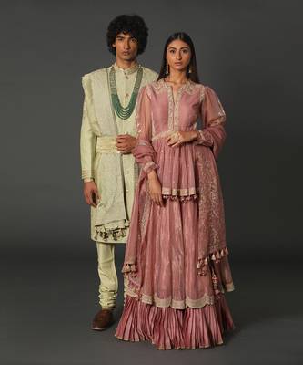 Old Rose Chanderi Handloom Lehanga Set 3