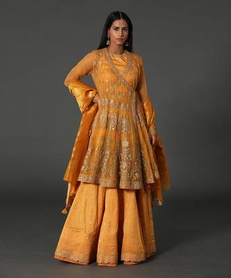 Rust Chanderi Handloom Lehanga Set 1