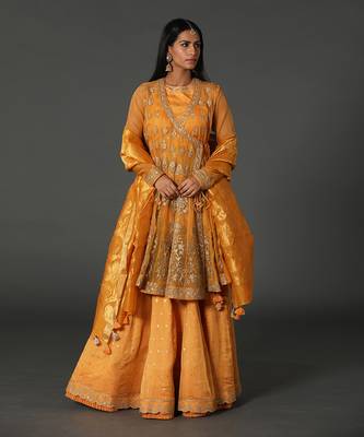 Rust Chanderi Handloom Lehanga Set 2