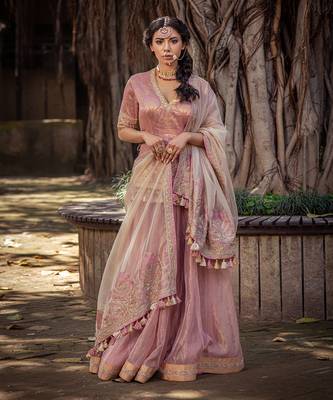 Pink Chanderi Lehenga 1