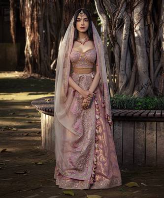 Pink Chanderi Lehenga 1