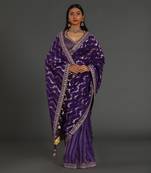 Purple Chanderi Handloom Saree Set