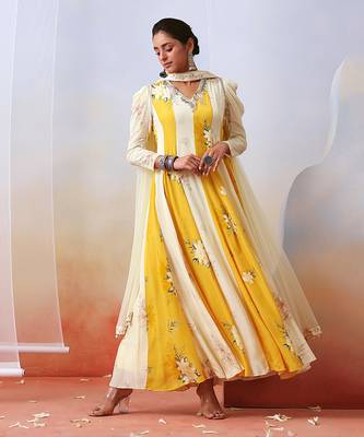 Multi Color Printed And Embroidered Anarakali Set 1