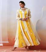 Multi Color Printed And Embroidered Anarakali Set