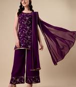 Light pink embroidered georgette saree with blouse