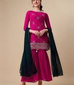 Blue embroidered georgette salwar